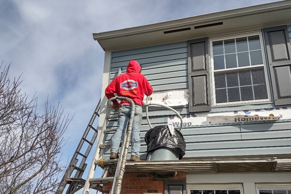 Injection-Foam-rotated Pole Barn Insulation